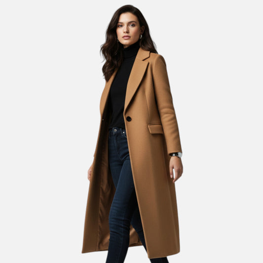 Margalita | Manteau Femme Long Col Revers Élégant Hiver