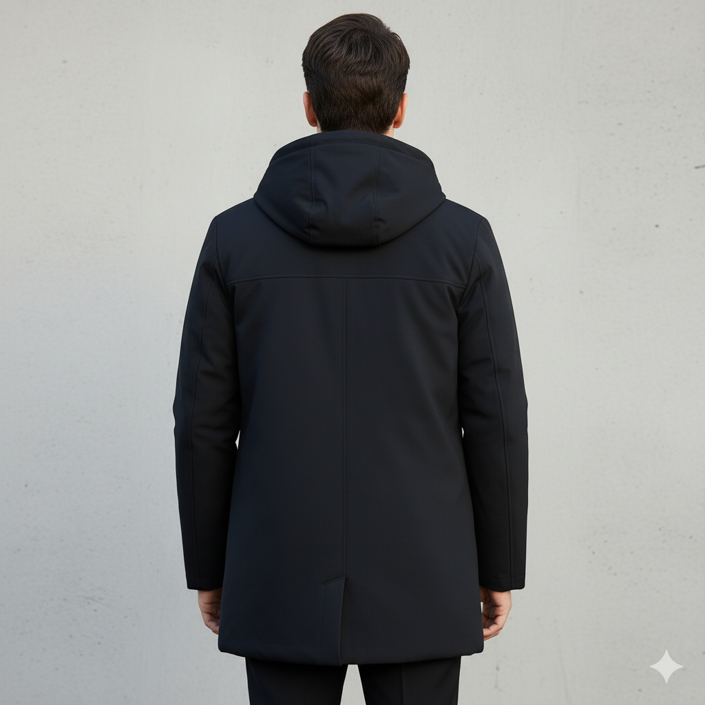 Victor | Veste Homme Hiver Longue Zippée à Capuche | Moderne, Coupe-vent et Imperméable
