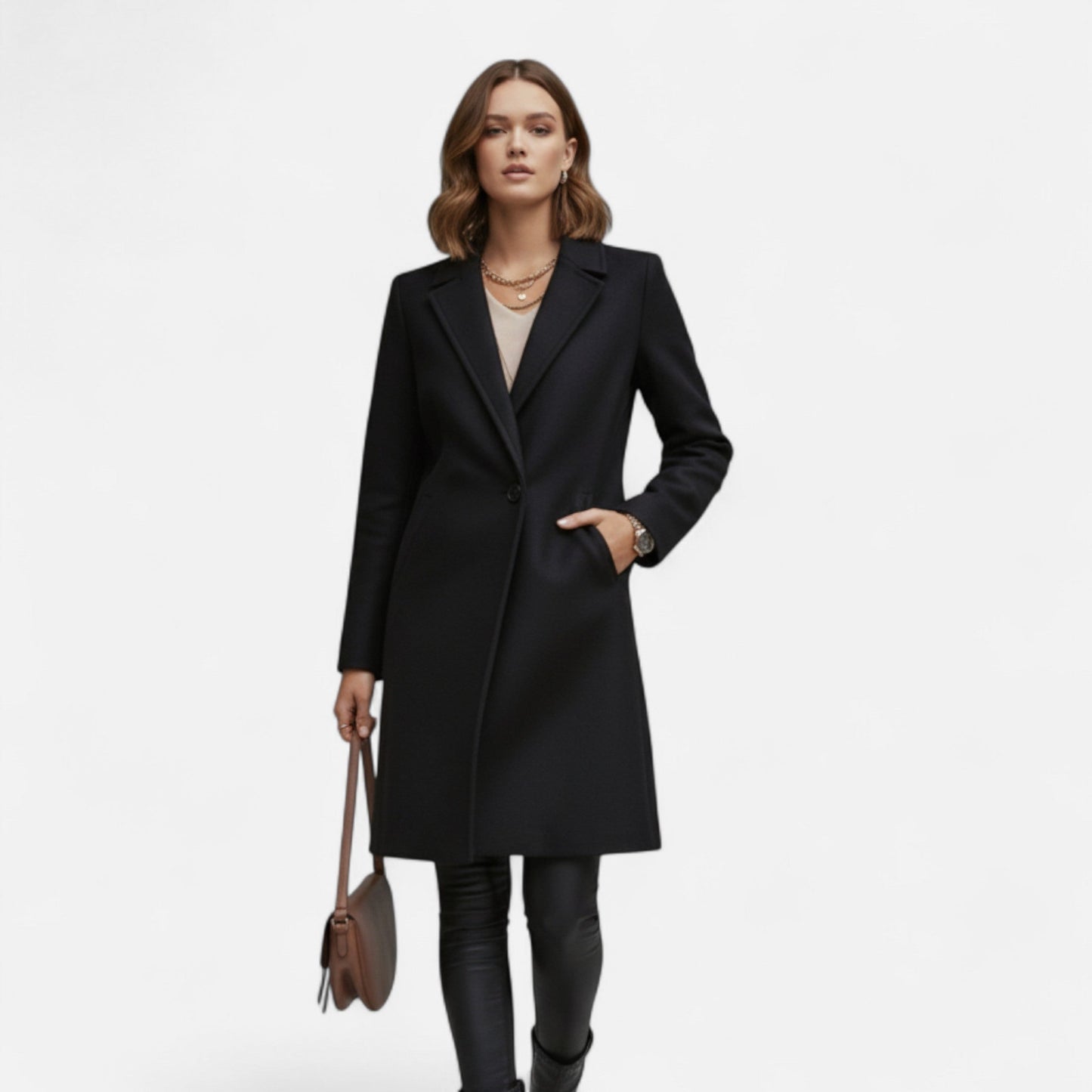 Margalita | Manteau Femme Long Col Revers Élégant Hiver