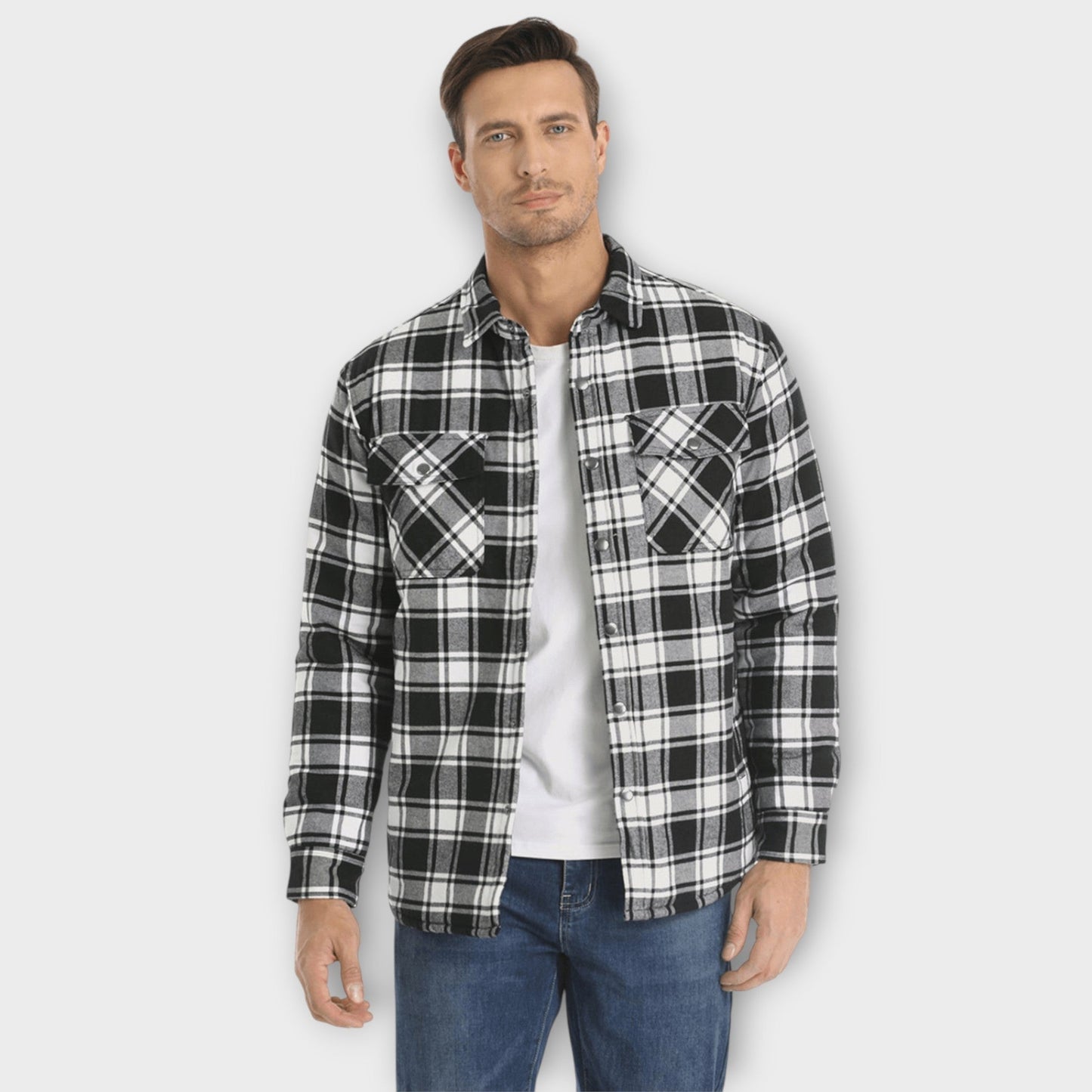 Men’s Winter Jacket Matelassée | Veste Flanelle à Carreaux Chaude et Élégante