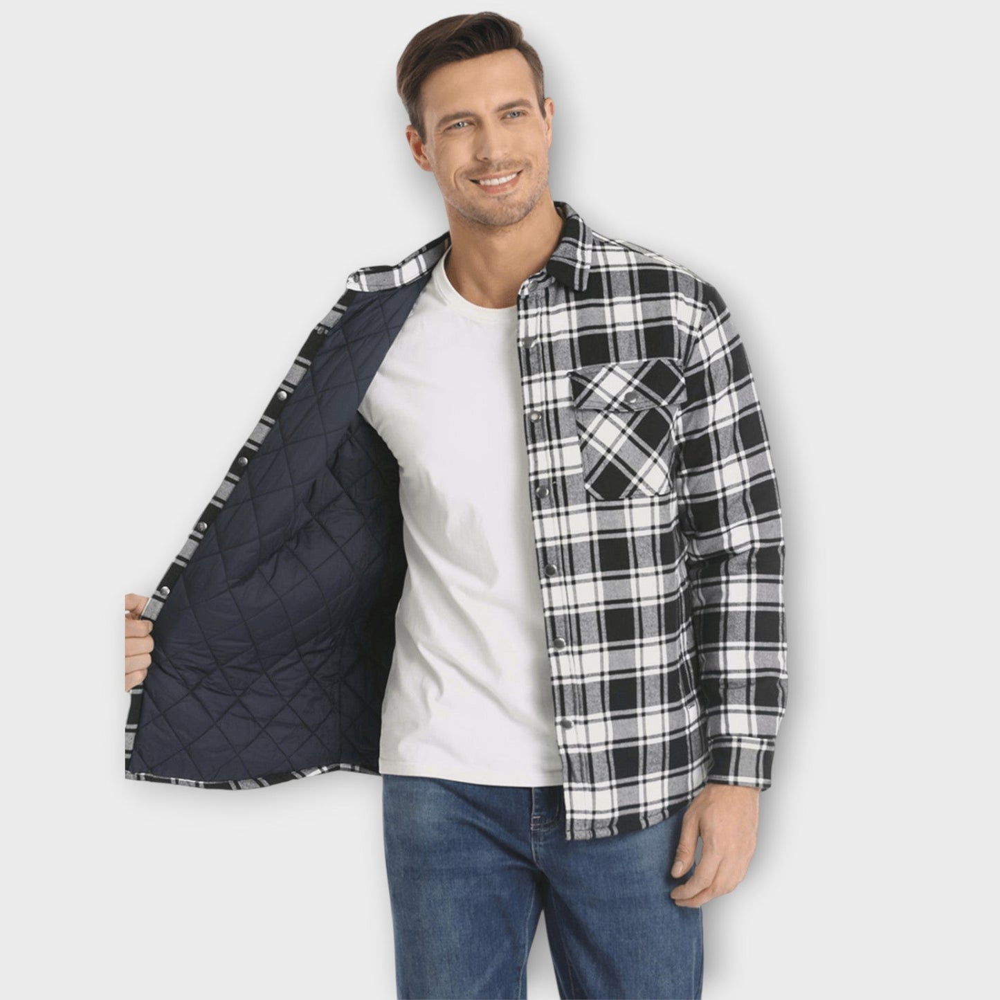 Men’s Winter Jacket Matelassée | Veste Flanelle à Carreaux Chaude et Élégante