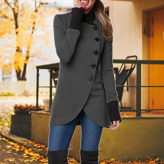 Armande | Manteau Asymétrique Élégant pour Femme avec Boutons Stylisés