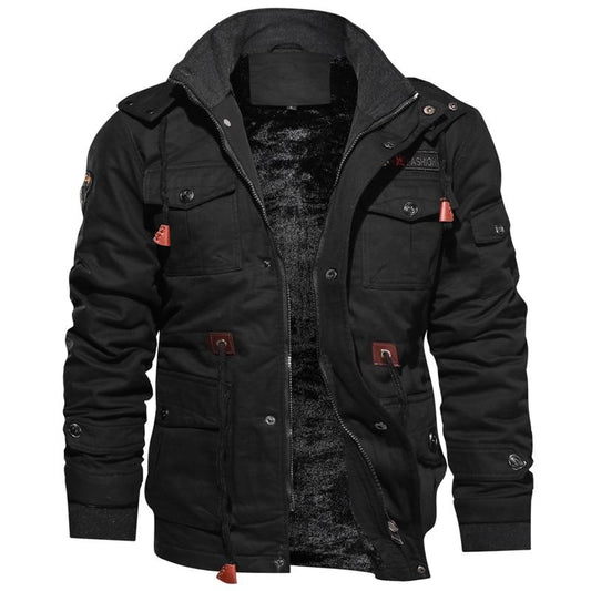 Emmett | Veste Homme Hiver Zippée avec Capuche, Multi-Poches & Doublure Polaire Chaude