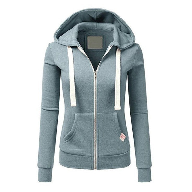 Marlise | Veste Slim à Capuche Zippée avec Rayure Blanche pour Femme