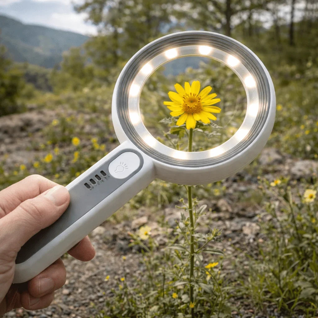 DetailBlick™ | 12-fach Vergrößerungsglas mit LED-Beleuchtung und Akku
