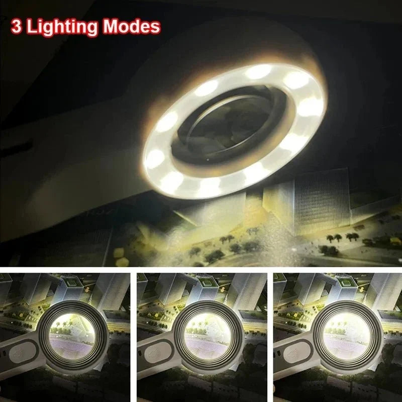 DetailBlick™ | 12-fach Vergrößerungsglas mit LED-Beleuchtung und Akku