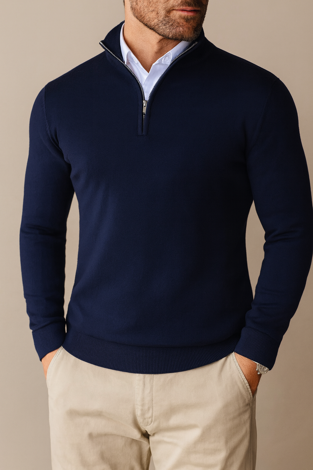 Pull pour homme à demi-fermeture éclair – Confortable, Polyvalent & Moderne