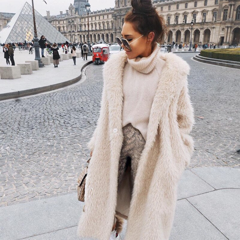 Long Faux-Fur Coat Femme | Confort et Élégance Quotidienne