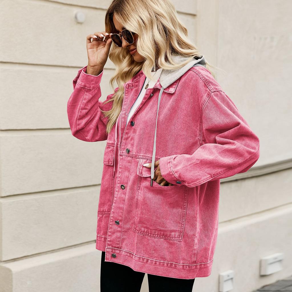 Raphaëline | Veste en Jean Boutonnée avec Capuche pour Femme