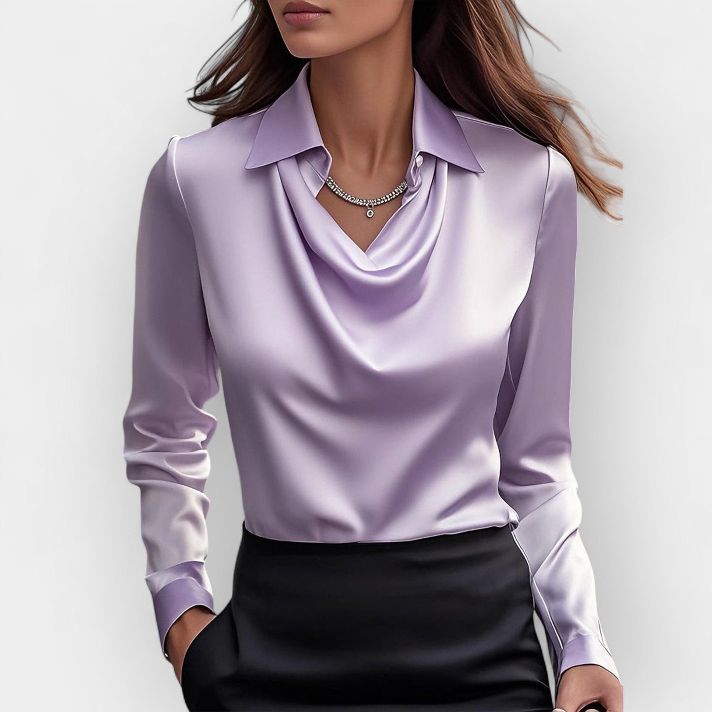Blouse Satin Femme | Col Cascade Fluide et Élégant