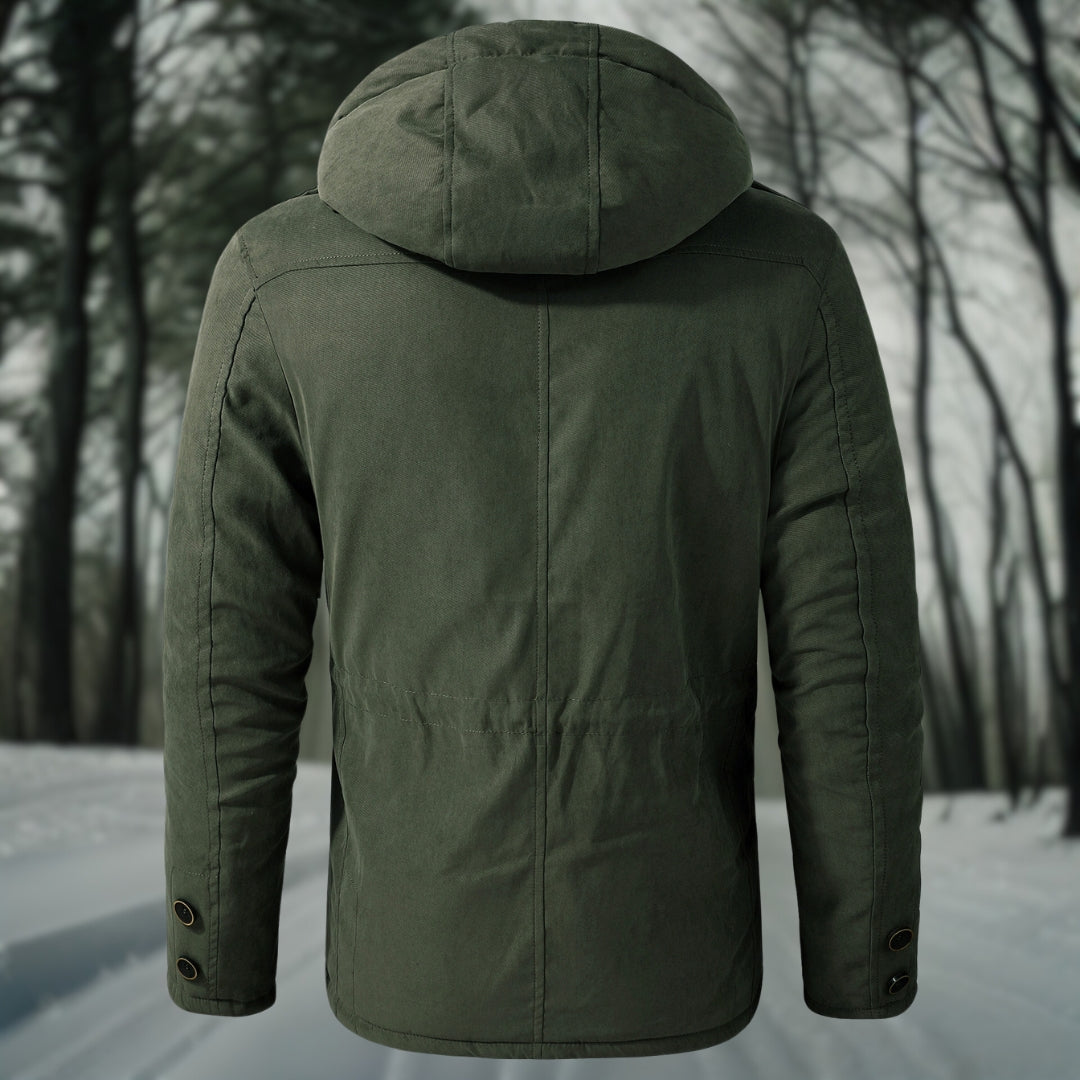 Dorian | Veste Homme Hiver Chaude Doublée avec Capuche, Taille Ajustable & Poches