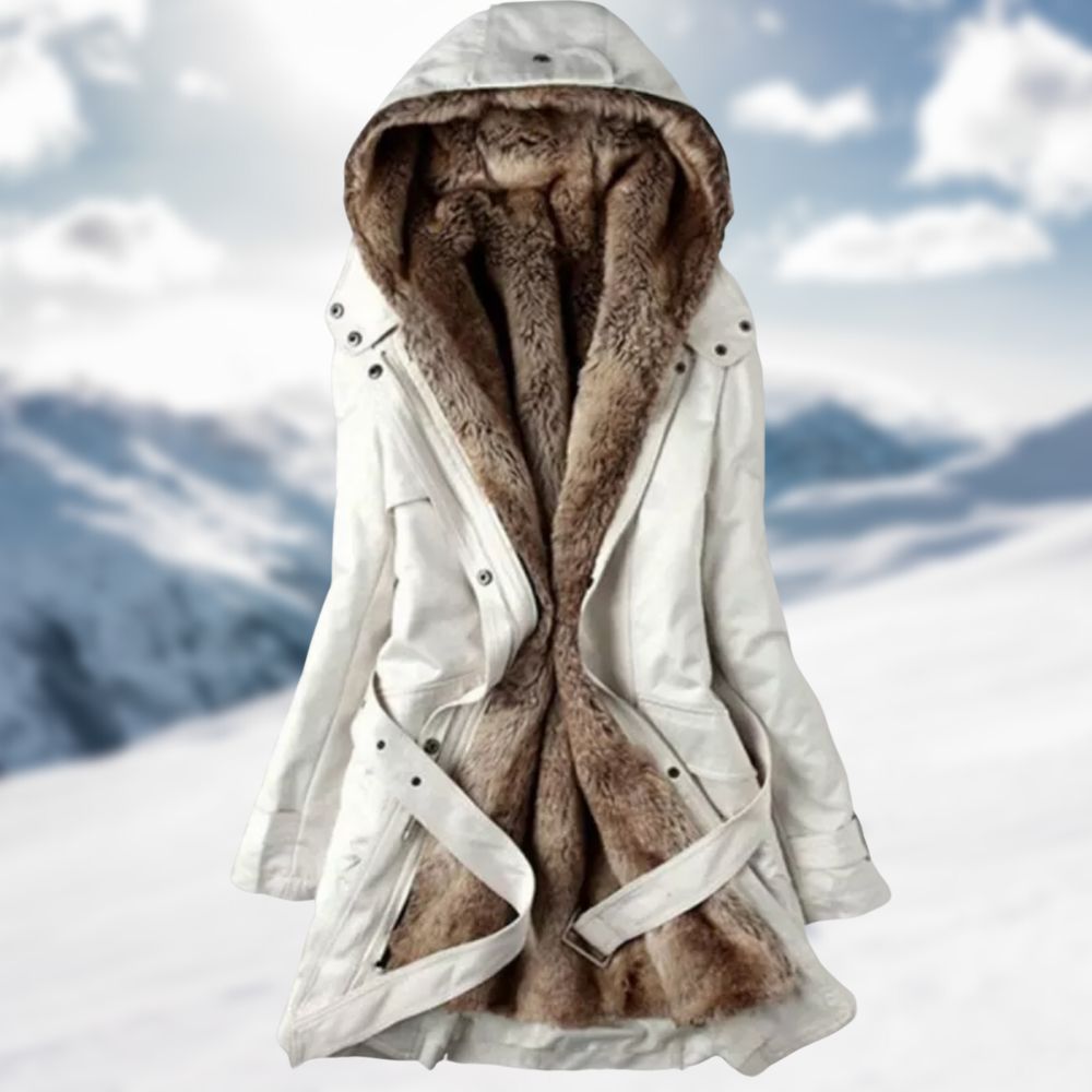 Parka Femme Elégante avec Capuche et Ceinture, Doublure Douce, Coupe Confortable