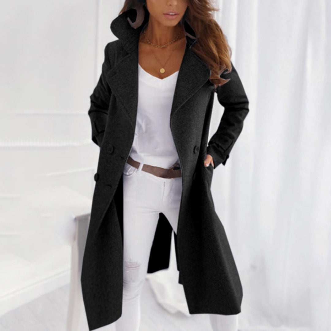 Baptistine | Manteau Long Femme Double Boutonnage & Col Revers