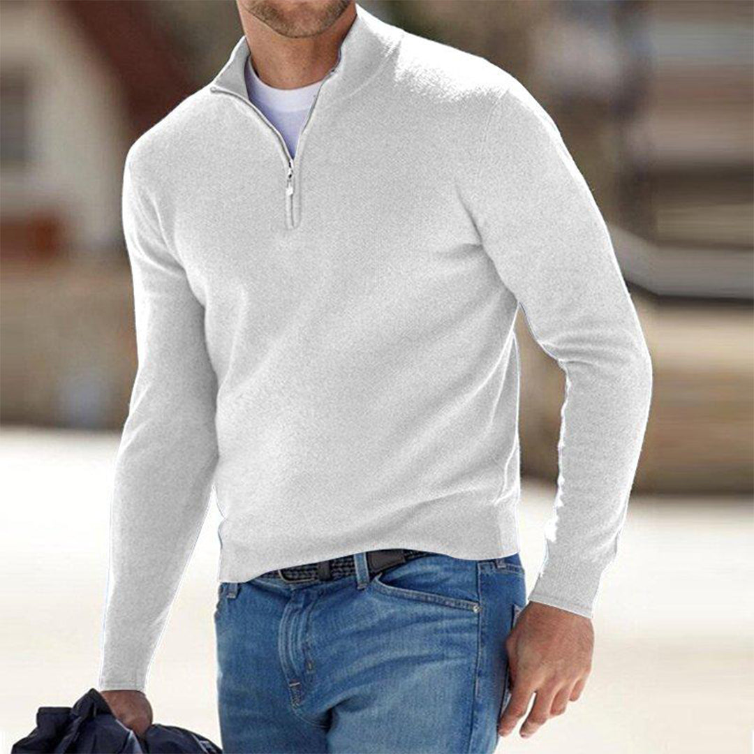 Chase | Pull Homme Col Montant Zippé Slim Fit, Pull-over Élégant Uni