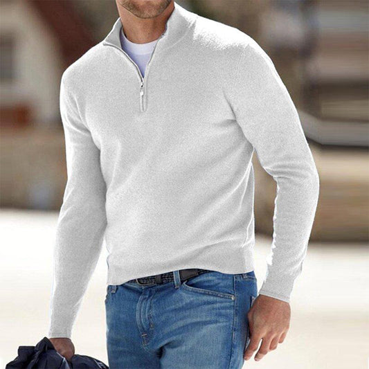Chase | Pull Homme Col Montant Zippé Slim Fit, Pull-over Élégant Uni