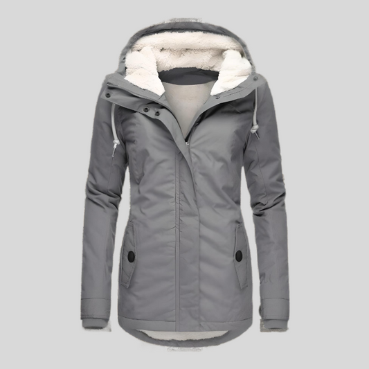 Capucine | Manteau Long Femme Hiver Imperméable avec Capuche à Cordon et Doublure Polaire