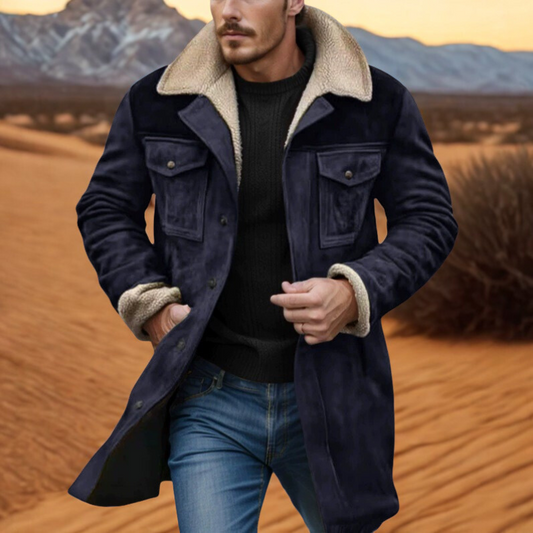 Casimir | Manteau Homme Relaxed Fit avec Col et Poignets Plush, Fermeture à Boutons et Poches Pratiques