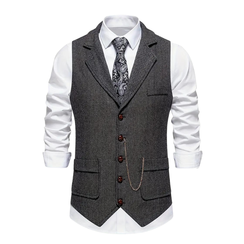 Gilet Tweed Homme | Élégance Vintage Longue | Style Classique et Raffiné