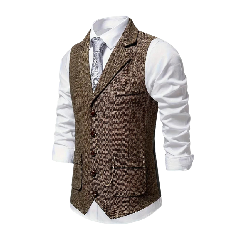 Gilet Tweed Homme | Élégance Vintage Longue | Style Classique et Raffiné