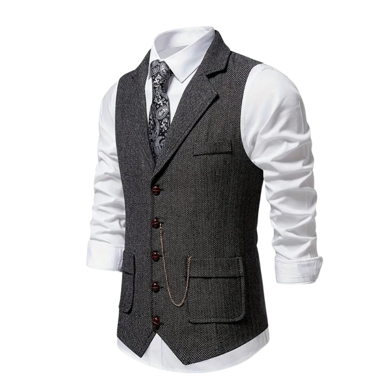 Gilet Tweed Homme | Élégance Vintage Longue | Style Classique et Raffiné