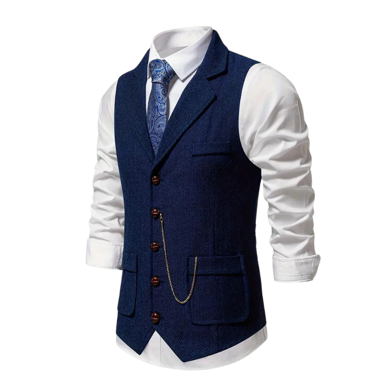 Gilet Tweed Homme | Élégance Vintage Longue | Style Classique et Raffiné