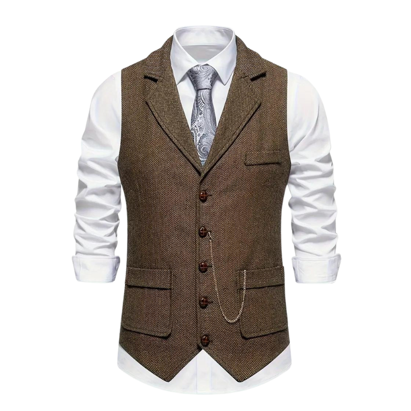 Gilet Tweed Homme | Élégance Vintage Longue | Style Classique et Raffiné