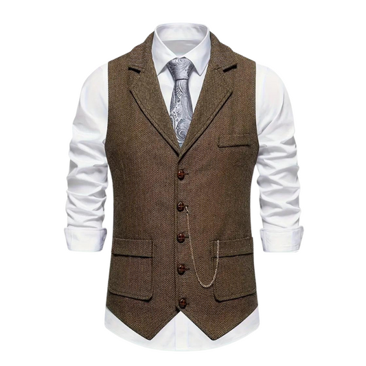 Gilet Tweed Homme | Élégance Vintage Longue | Style Classique et Raffiné