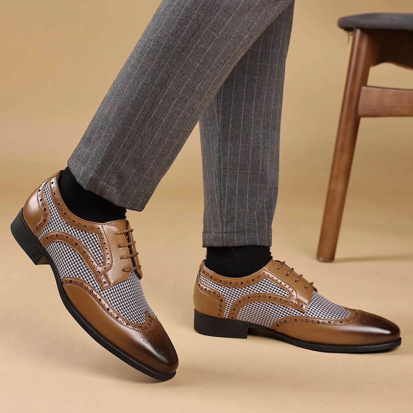 Alex | Chaussures Homme Oxford Pied-de-Poule | Détails Brogue Classiques