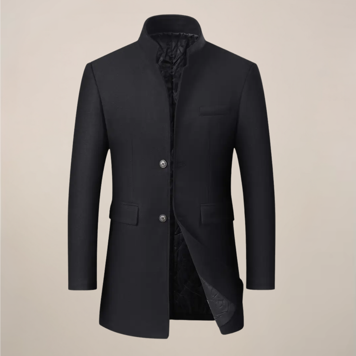 Xander | Manteau Homme Long Élégant | Veste Boutonnée Slim Fit avec Col Montant