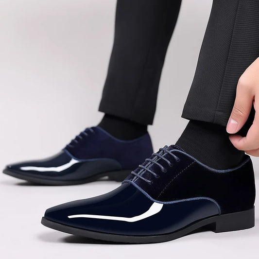 Andrew | Chaussures Homme Oxford Vernies | Contraste Velours et Brillant pour Élégance Formelle