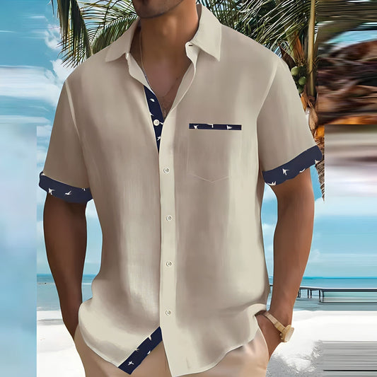 Efren | Chemise Homme Col Revers à Manches Courtes avec Poche Poitrine – Élégance Décontractée pour l’Été