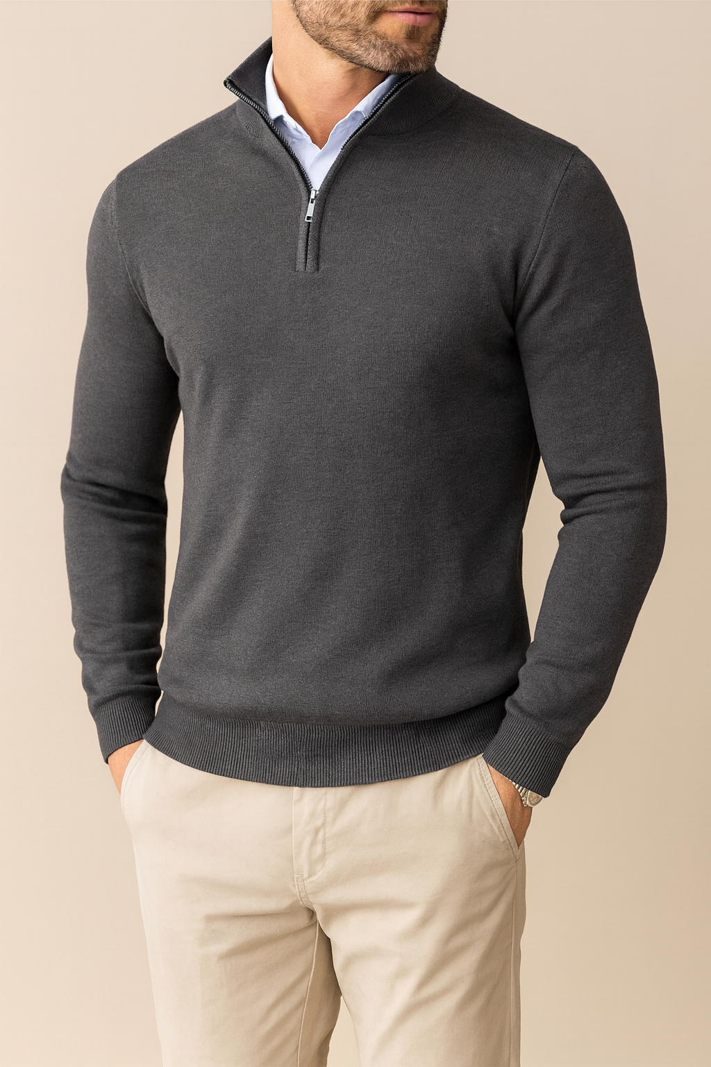 Pull pour homme à demi-fermeture éclair – Confortable, Polyvalent & Moderne