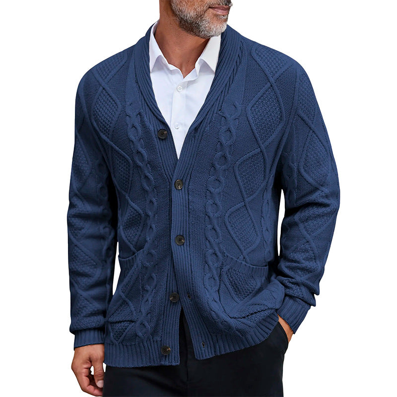 Men’s Chunky Knit Jacket | Gilet Homme en Gros Tricot avec Zopfs motif et Poches Pratiques