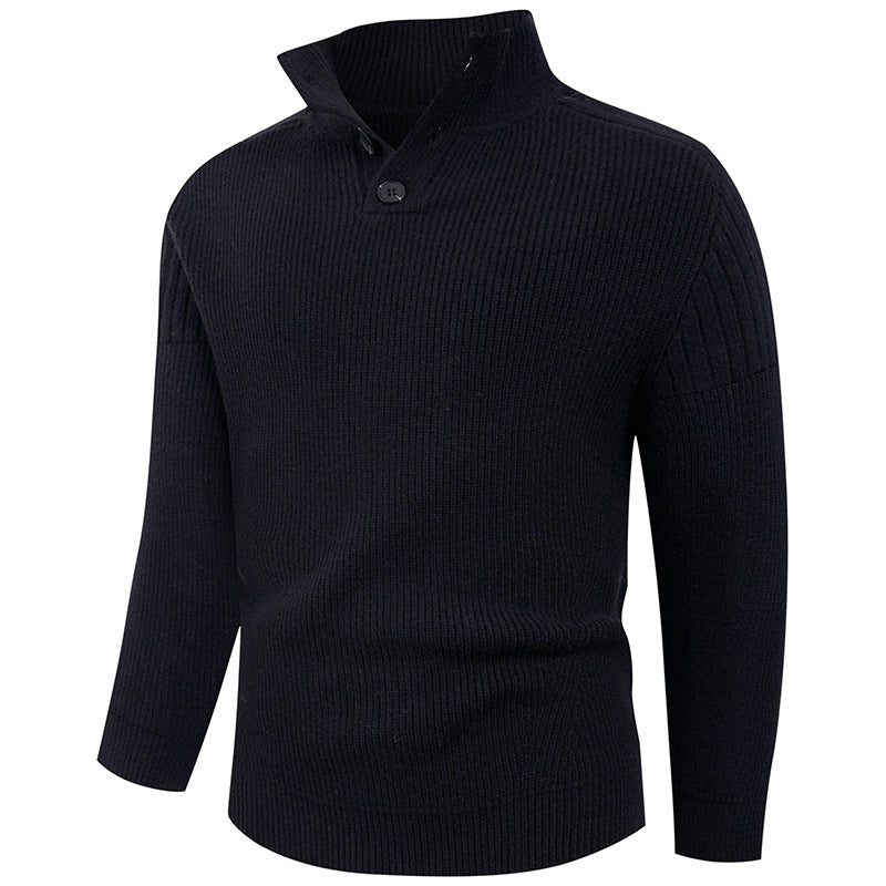 Pull Homme High-Collar | Pull Tricoté à Col Montant avec Boutons Élégants