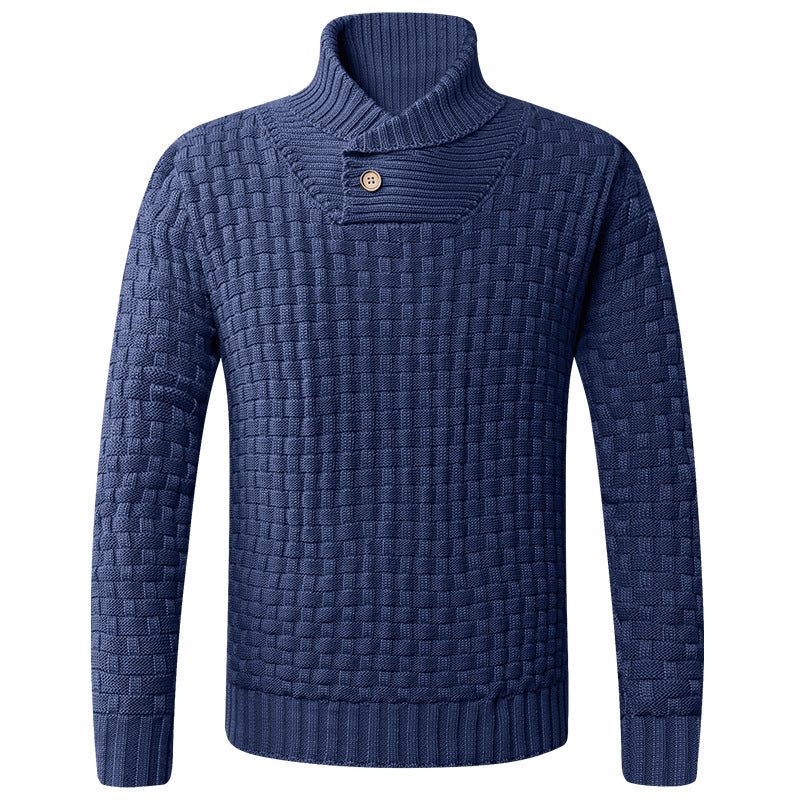 Pull Col Châle Homme | Pull Tricoté avec Col Châle Moderne et Boutons