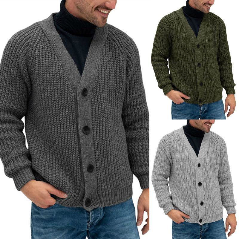 Men’s Chunky Knit Cardigan | Gilet Homme Tricot Gros Mailles avec Boutons Élégants