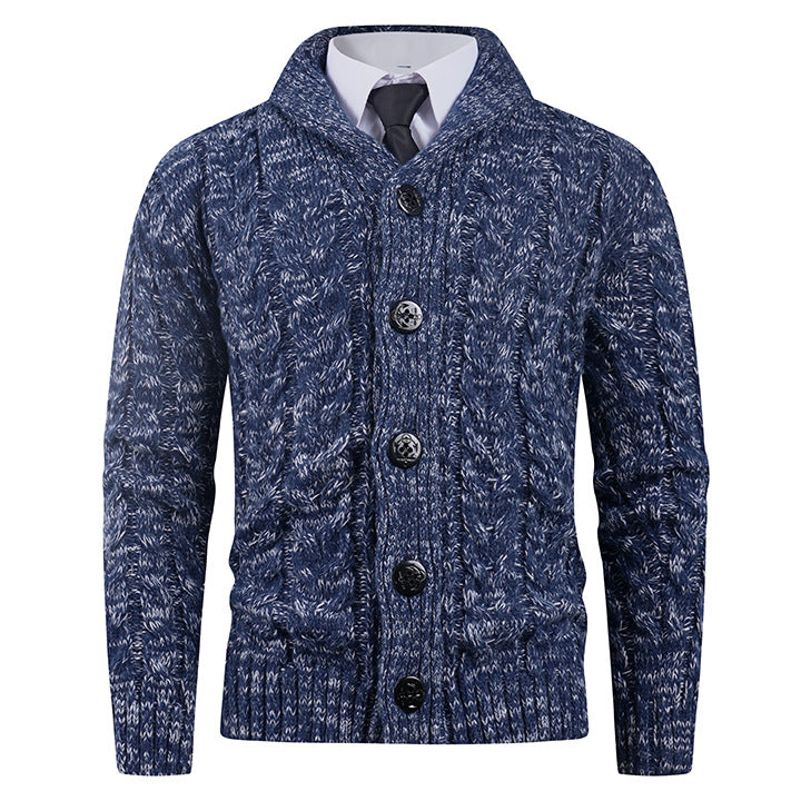 Gilet Homme Cable-Knit | Cardigan Tricoté à Zopfmuster avec Col Châle Élégant