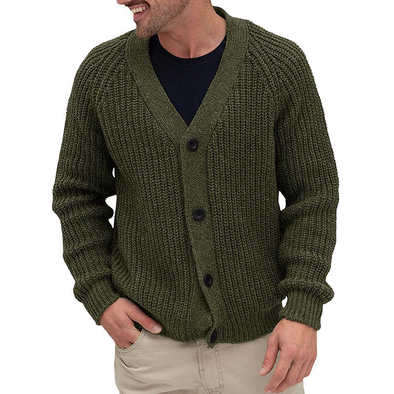 Men’s Chunky Knit Cardigan | Gilet Homme Tricot Gros Mailles avec Boutons Élégants
