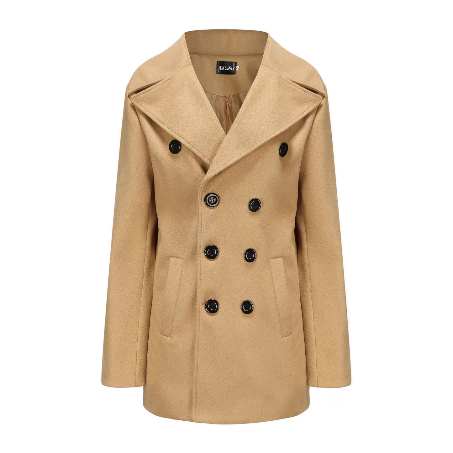 Clément – Manteau Homme Élégant à Col Revers en Laine Mélangée, Coupe Ajustée, Double Boutonnage Mi-Long