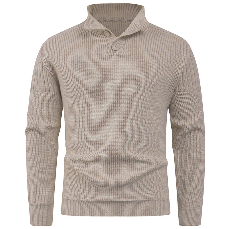 Pull Homme High-Collar | Pull Tricoté à Col Montant avec Boutons Élégants