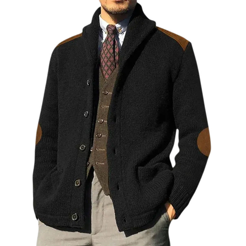 Men’s Cardigan | Gilet Homme Col Châle avec Détails Élégants