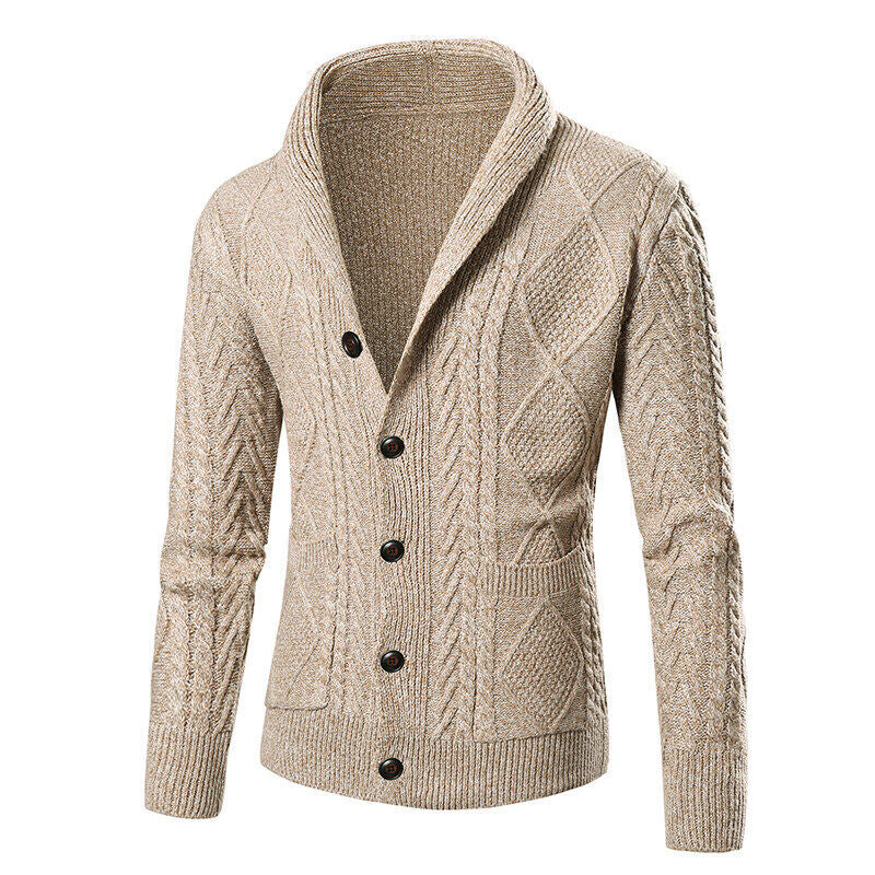 Gilet Homme Cable-Knit | Cardigan Tricoté à Motif Moderne avec Poches Plaquées