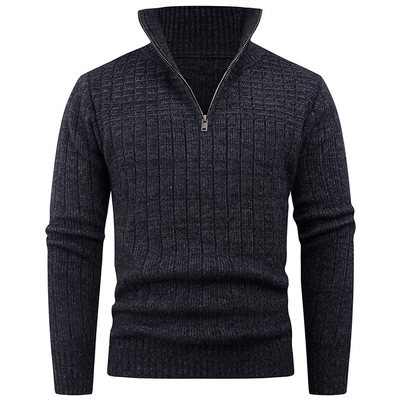 Pull Homme Zip | Pull Tricoté avec Col Zippé Moderne et Structure Côtelée