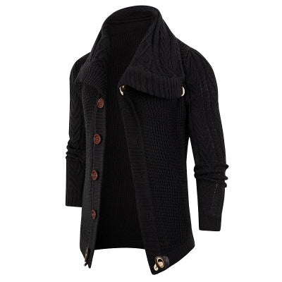 Gilet Homme Shawl-Collar | Cardigan Tricoté à Col Châle avec Boutons en Bois