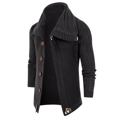 Gilet Homme Shawl-Collar | Cardigan Tricoté à Col Châle avec Boutons en Bois