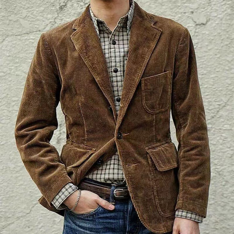 Calix | Ensemble Homme en Velours Côtelé Uni avec Veste & Gilet Sans Manches Élégants