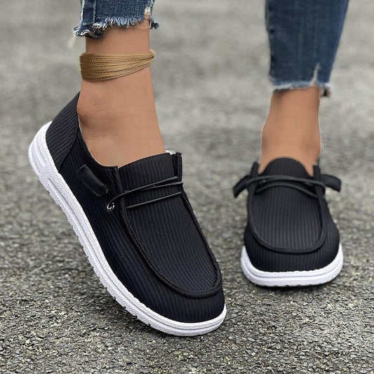 Charline | Loafers Femme en Tissu Côtelé – Slip-On Confort – Semelle Coussinée – Style Casual Chic
