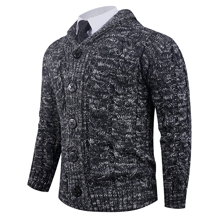 Gilet Homme Cable-Knit | Cardigan Tricoté à Zopfmuster avec Col Châle Élégant