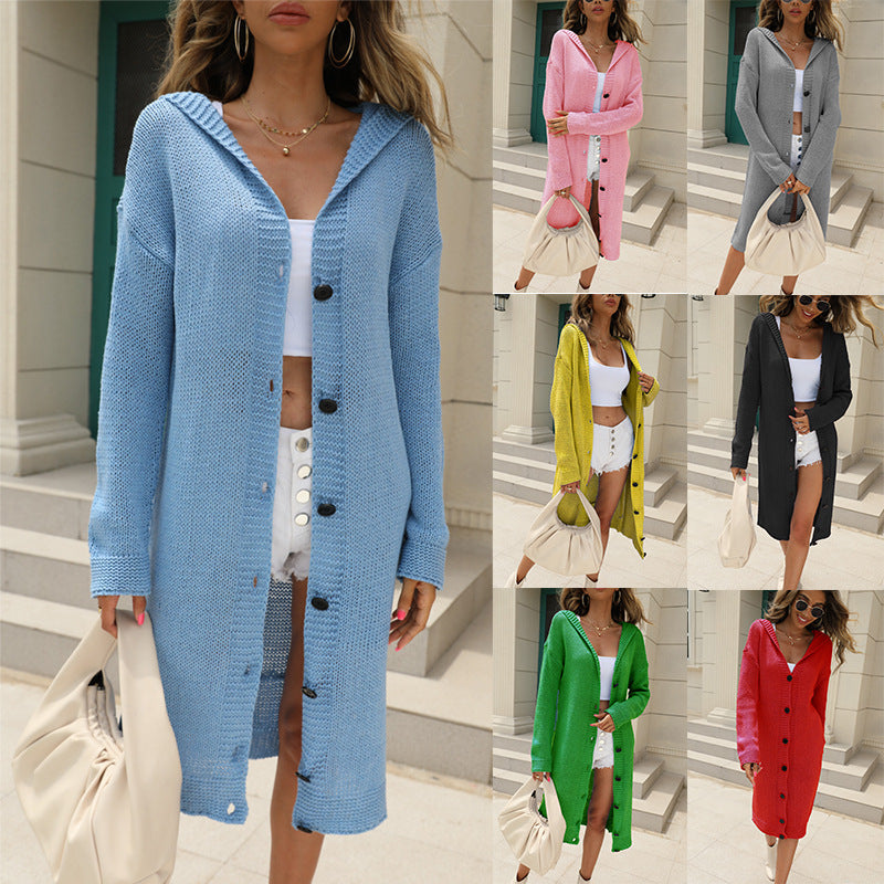 Cardigan à Capuche Femme | Gilet en Maille Épaisse avec Boutons Élégants