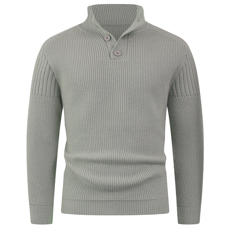 Pull Homme High-Collar | Pull Tricoté à Col Montant avec Boutons Élégants